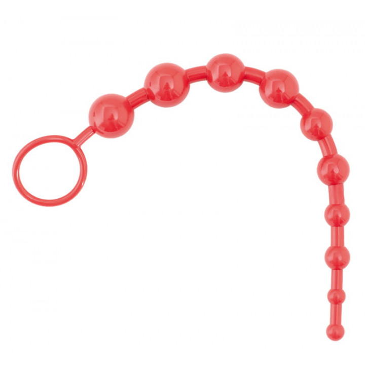 Анальные шарики цепочка TOYFA Black&Red, ПВХ, Красные, 25 см