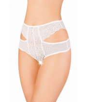 Эротические трусики Erolanta Lingerie Collection с высокой посадкой, с ажурными вырезами белые (50-52)