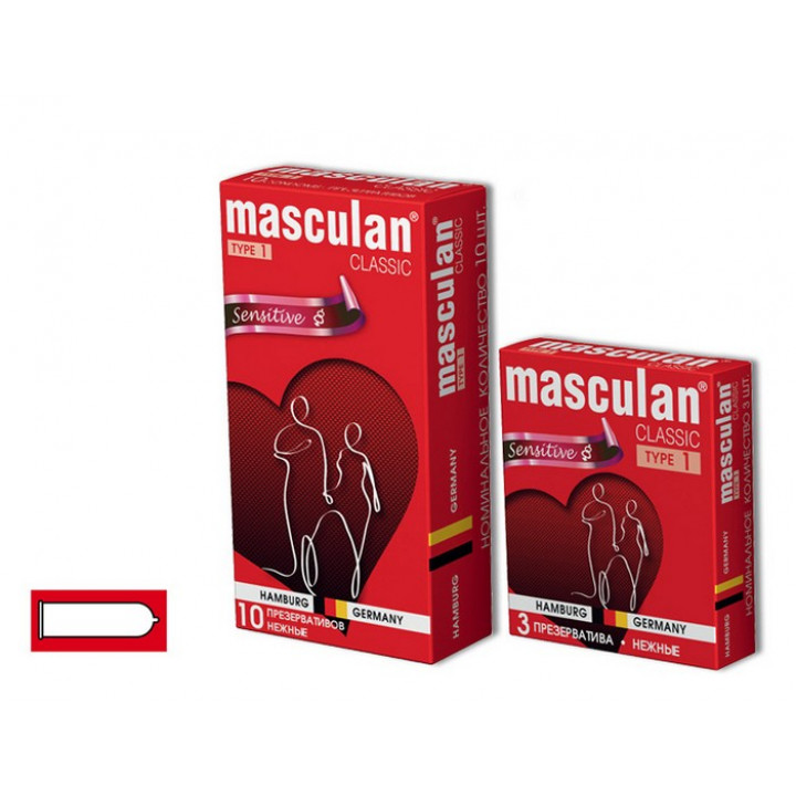 Презервативы Masculan Classic 1, 3 шт. Нежные (Senitive) ШТ